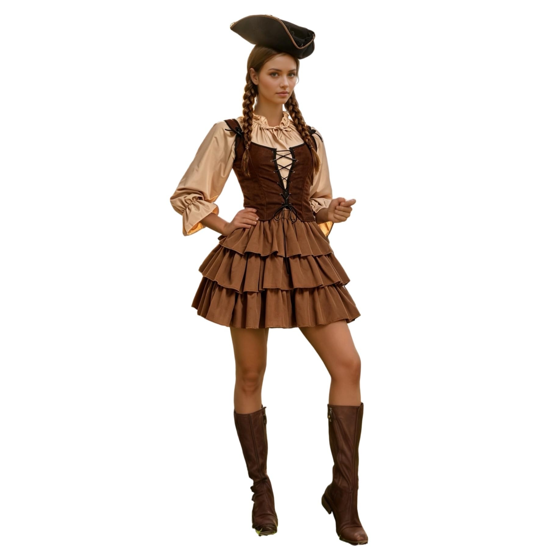 Halloween Women Pirate Costume - Adult Renaissance Medieval Pirate Lady Outfit